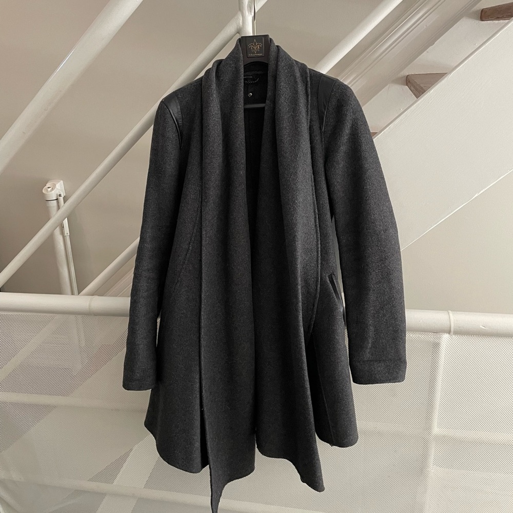 MACKAGE Gracie Belted Wool Cape Coat in Charcoal Grey - Size Small